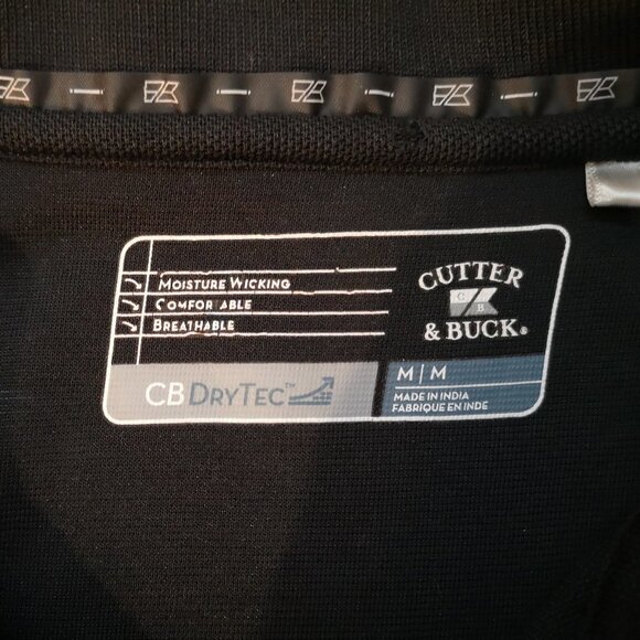 Cutter & Buck Moisture Wicking Men's Size Medium Black Short Sleeve Polo Shirt - Picture 3 of 6